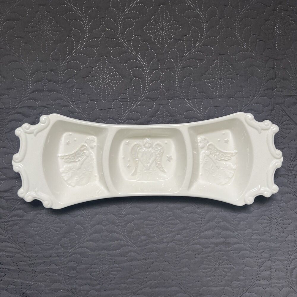 Bella Casa by Ganz Rectangular Holiday 3D Angels Divided Serving Platter Server